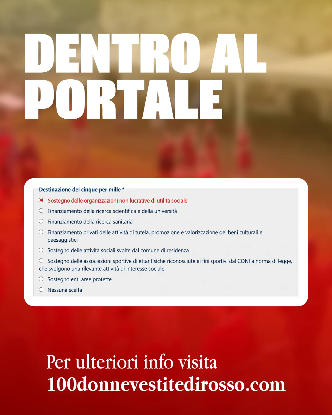 100 donne vestite di rosso — dentro al portale