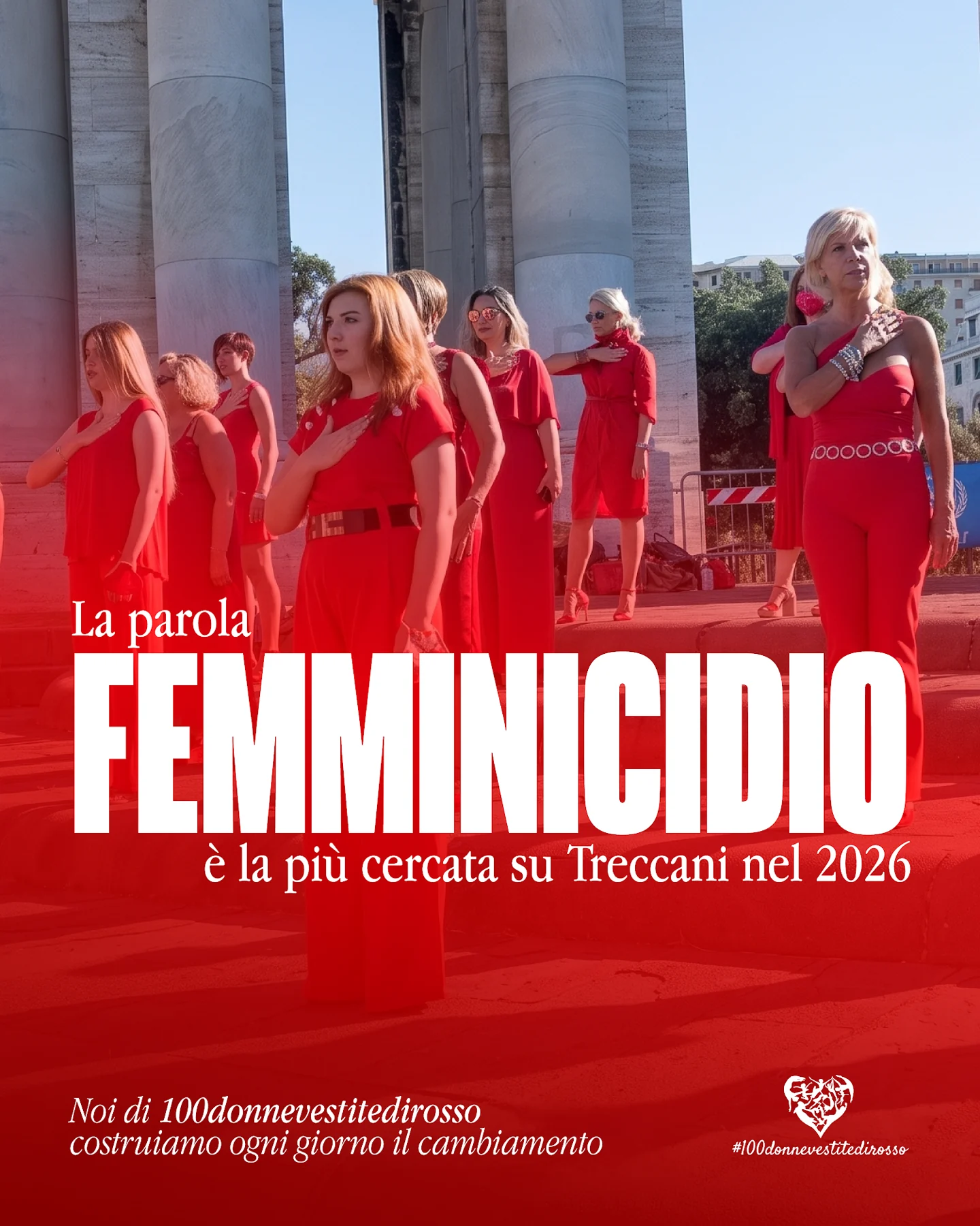 100 donne vestite di rosso — la parola femminicidio