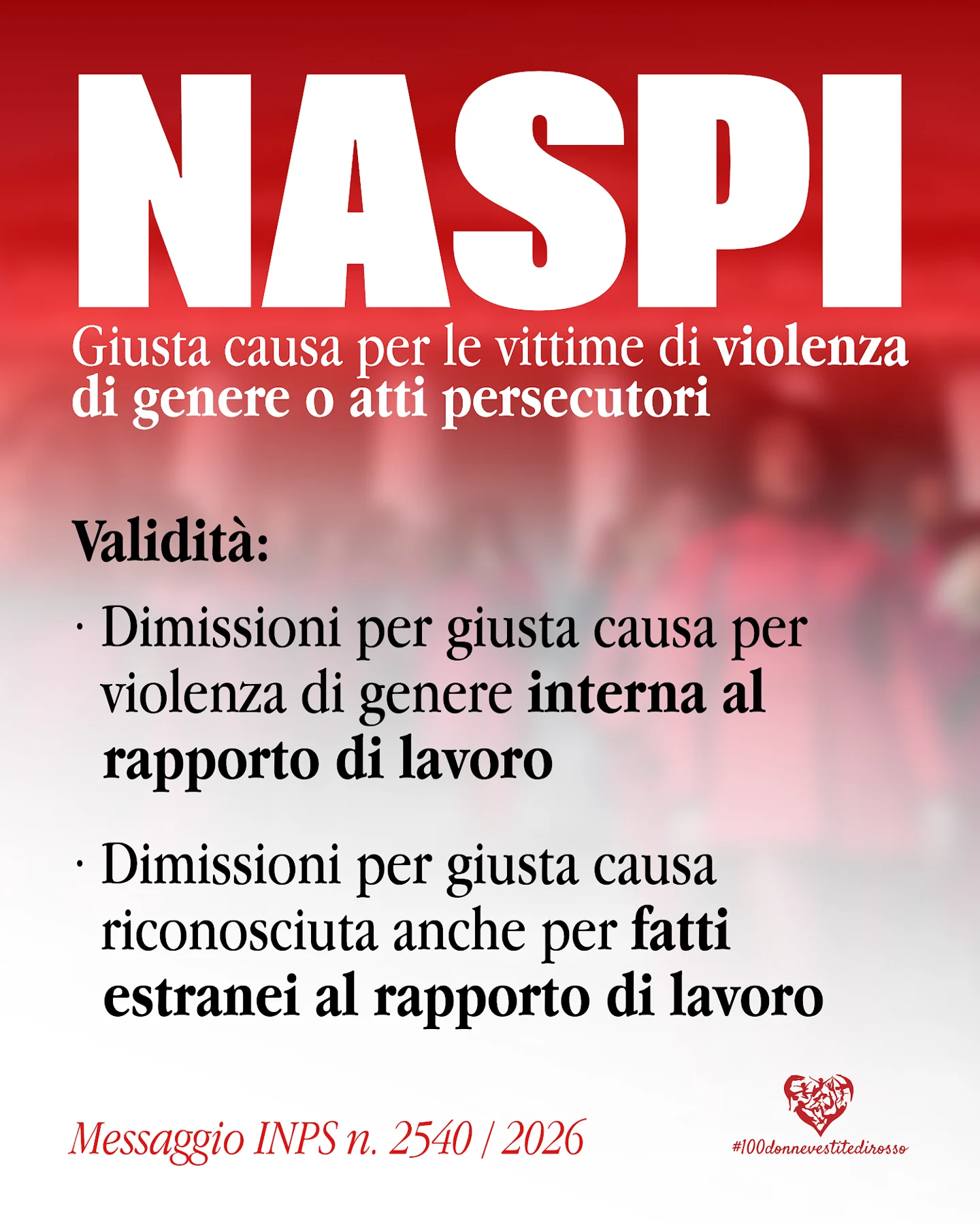 100 donne vestite di rosso — NASPI e giusta causa