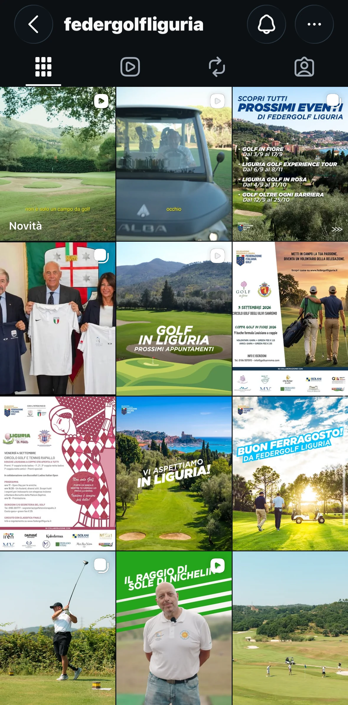 Il feed Instagram di @federgolfliguria