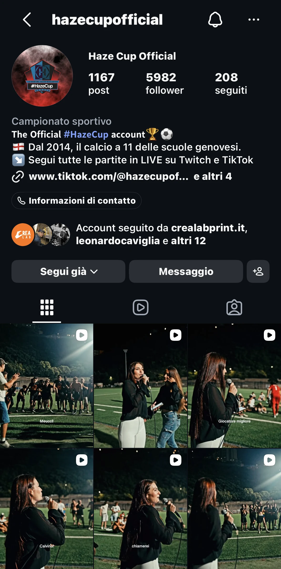Profilo Instagram @hazecupofficial — 5.982 follower