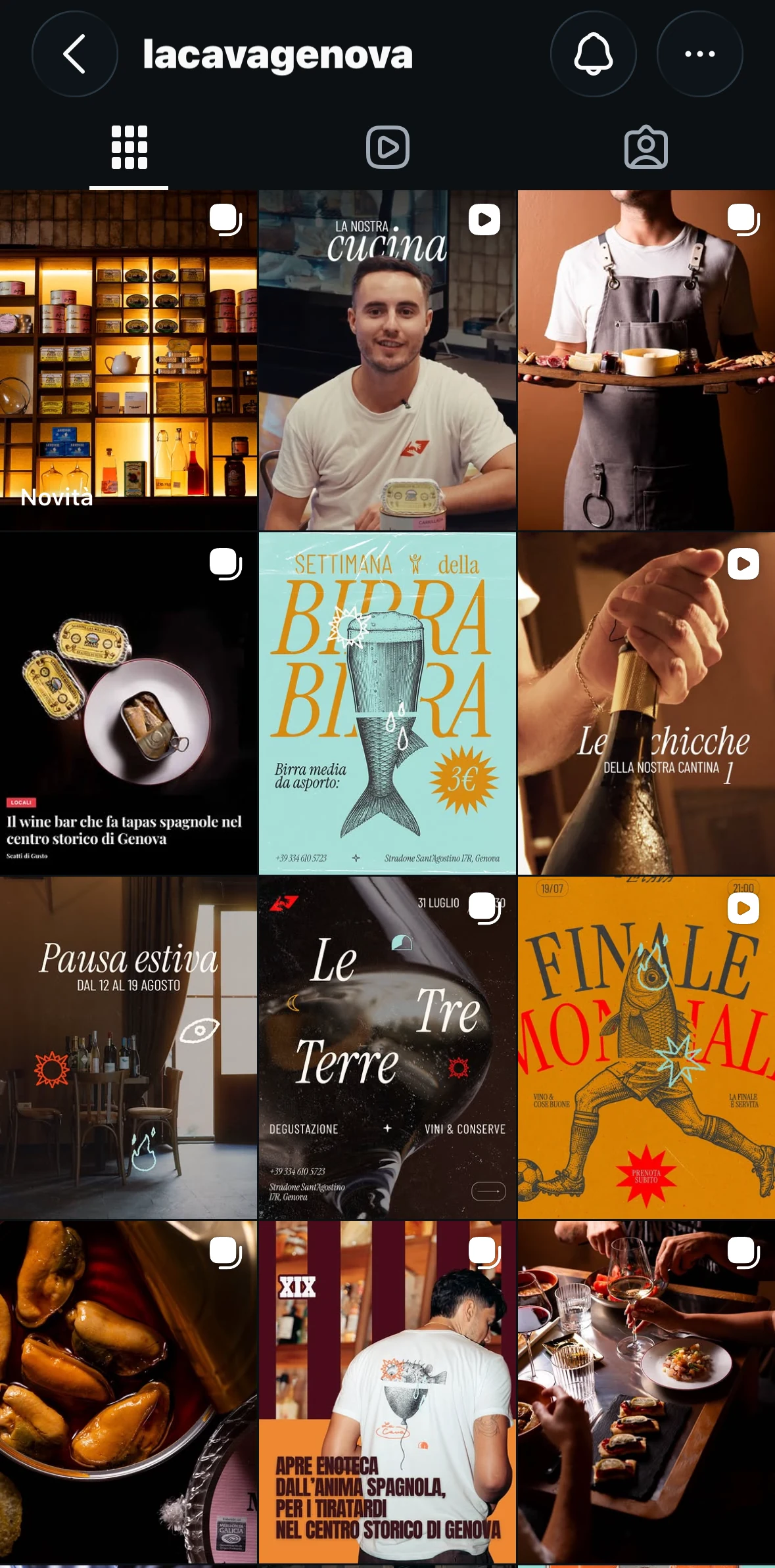 Il feed Instagram di @lacavagenova
