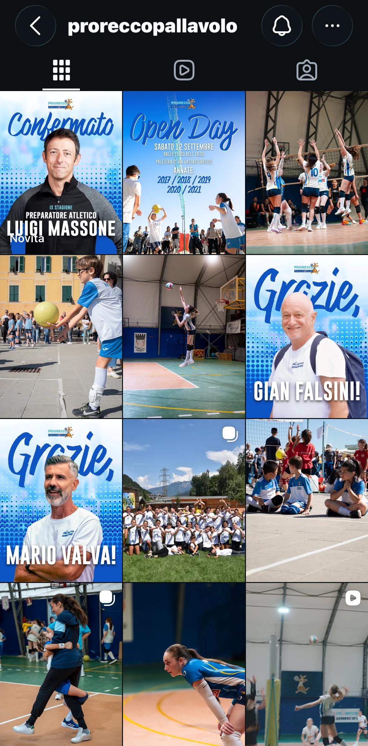 Il feed Instagram di @proreccopallavolo