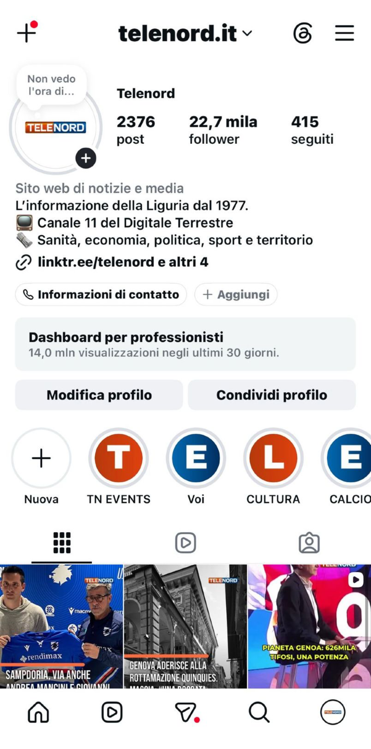 Feed Telenord — Dopo (Instagram)