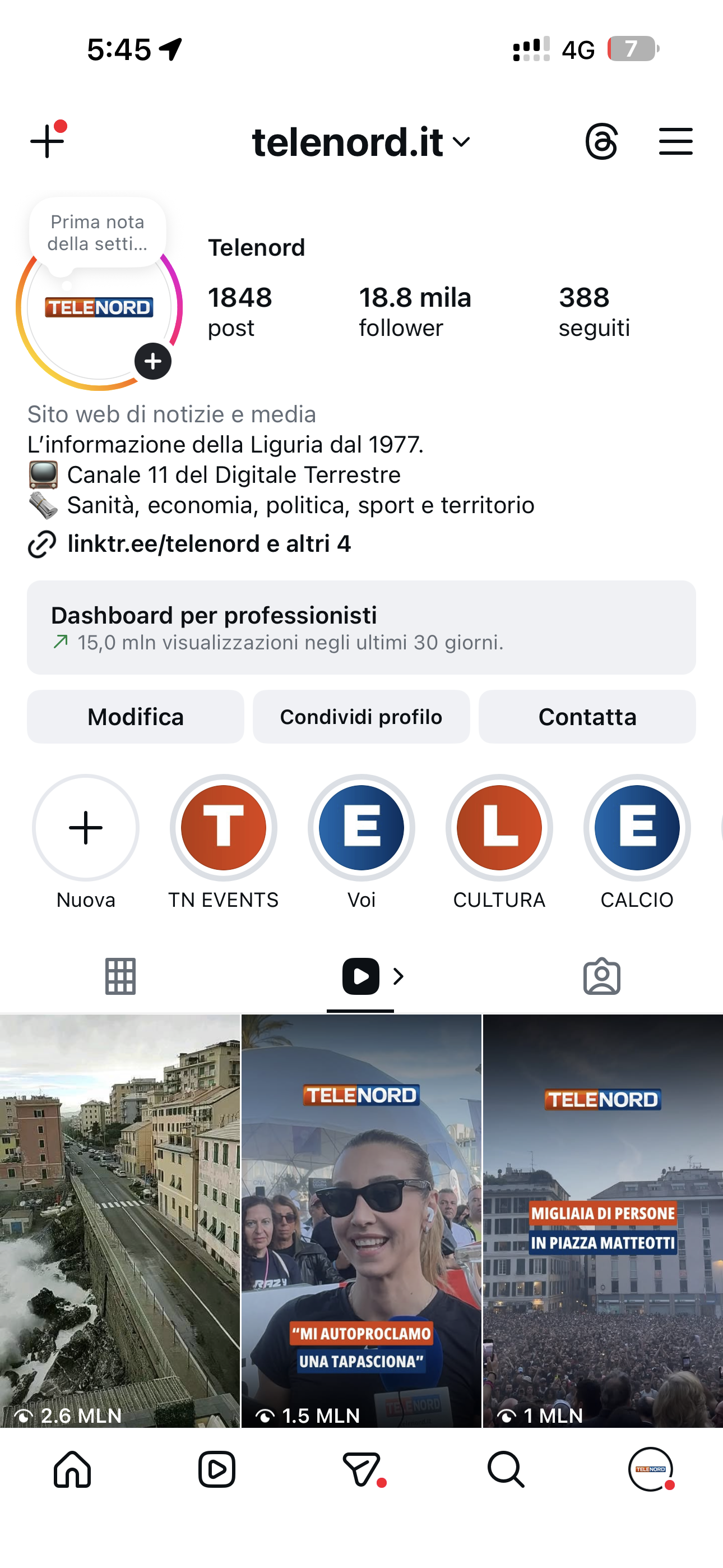 Telenord Instagram — Dopo