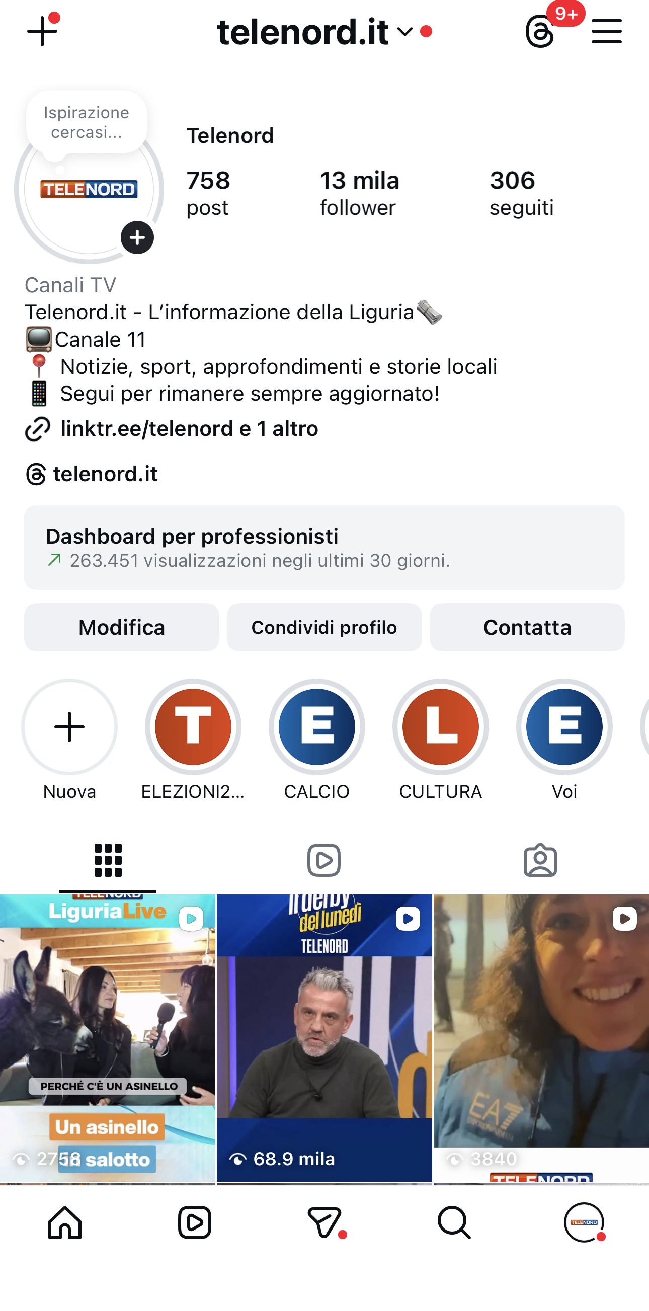 Feed Telenord — Prima (Instagram)